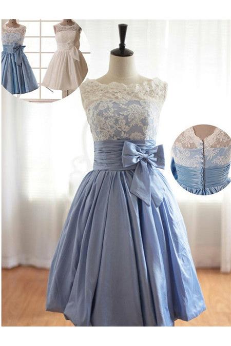 Cap Sleeve Flower Girl Dresses Scoop Lace Neck Bow Lovely A Line Satin Pageant Dress