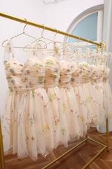 Champagne Homecoming Dresses A-Line Embroidery Short Cocktail Dresses