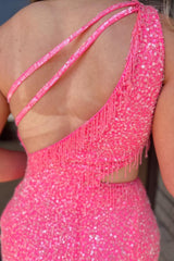 Champagne Homecoming Dresses Sequined Cut Out Tight Short Cocktail Dresses with Fringes