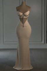 Column Chiffon Strapless Sleeveless Formal Dress With Appliques