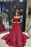 Charming Sweetheart Off-The-Shoulder Satin Bridal Dress with Appliques