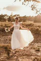 Chic A-Line Chiffon Lace Beach Wedding Dress Online