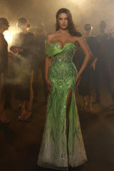 Chic Long Sweetheart Split From Sleeveless Mermaid Evening Prom Dresses With Beading