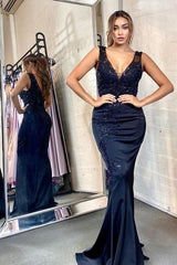 Chic Mermaid V-neck Sleeveless Prom Dress Online