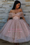 Chic Off-The-Shoulder Ball Gown Tulle Homecoming Dresses | Pink Puffy Short Prom Dresses On Sale