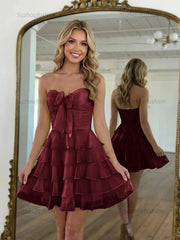 Chiffon A Line Tiered Short Homecoming Dress with Ruffles