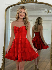 Chiffon A Line Tiered Short Homecoming Dress with Ruffles