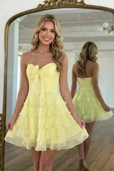 Suzhoufashion Chiffon A Line Tiered Short Homecoming Dress with Ruffles