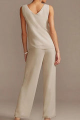Chiffon Mother of the Bride Pantsuit 3/4 Sleeve Wedding Guest Pantsuit with Appliques
