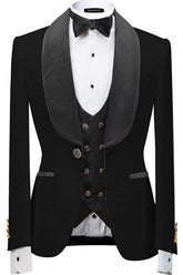 Classic Gray Shawl Lapel 3 Piece Velvet Wedding Suit