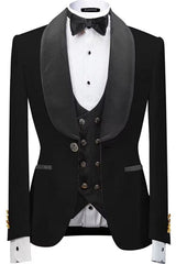 Classic Gray Shawl Lapel 3 Piece Velvet Wedding Suit