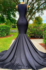 Classy Long Black Jewel Mermaid Lace Prom Dresses with Appliques