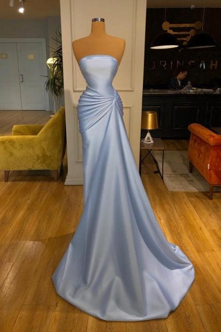 Classy Strapless Mermaid Formal Wears Long Blue Prom Dresses Classy Strapless Mermaid Formal Wears Long Blue Prom Dresses