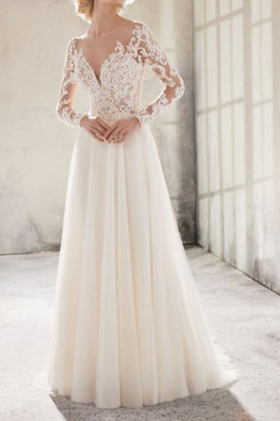 Affordable A-Line Plus Size Long Sleeve Wedding Dresses | Suzhoufashion Affordable A-Line Plus Size Long Sleeve Wedding Dresses | Suzhoufashion