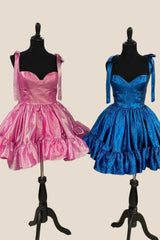 Cute Pink Homecoming Dresses A-Line Short Cocktail Dresses with Bow