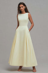 Suzhoufashion Daffodil A-Line Sleeveless Crew Neck Long Prom Dress