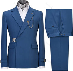 Dark Blue Notched Lapel Prom Suit for Men