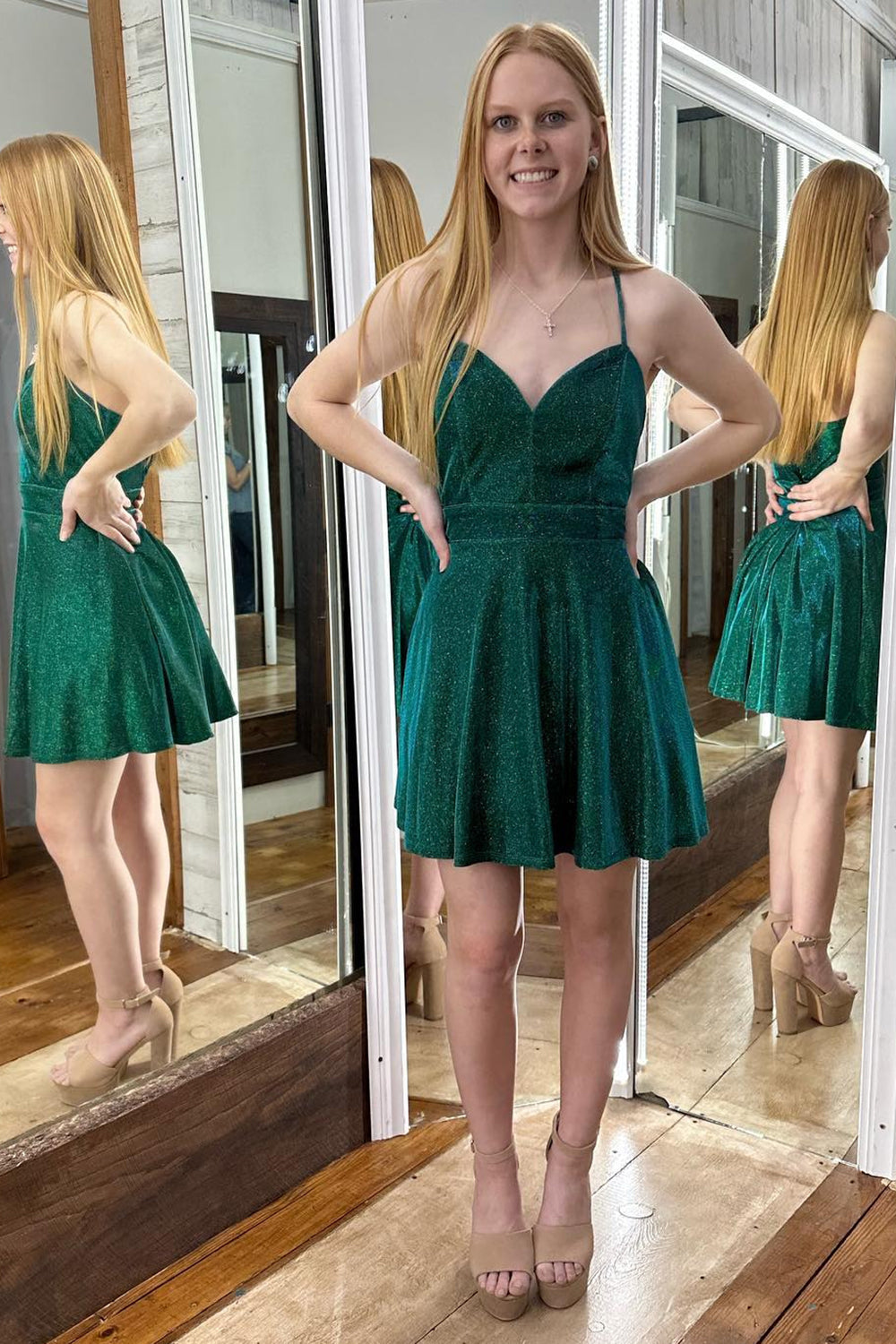 Dark Green Homecoming Dresses A-Line Short Cocktail Dresses