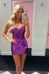 Dark Purple Homecoming Dresses Sweetheart Corset Tight Short Cocktail Dresses