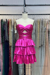 Orange A Line Strapless Sweetheart Satin Homecoming Dress with Keyhole