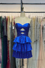 Orange A Line Strapless Sweetheart Satin Homecoming Dress with Keyhole