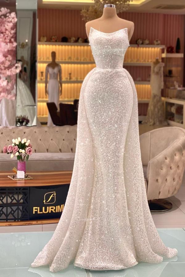 Designer Long Ivory Strapless Mermaid Prom Dresses With Glitter | Suzhoufashion Designer Long Ivory Strapless Mermaid Prom Dresses With Glitter | Suzhoufashion