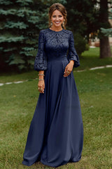 Dreamyannie Lace Dusty Rose Puff Sleeves A Line Floor Length Mother Of The Bride Dress