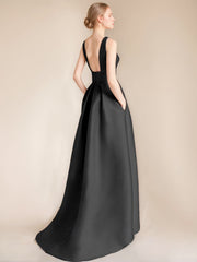 Elegant Asymmetrical A Line Scoop Mother of the Bride & Groom Sleeveless Dress with Appliques