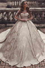 Elegant Ball-Gown Princess Bridal Gown | Strapless Off-The-Shoulder Wedding Dress