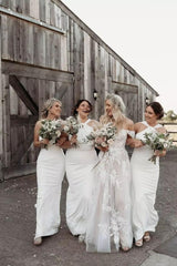 Elegant Long Off-the-Shoulder Tulle Floral Lace Wedding Dress