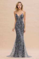Elegant Mermaid Sleeveless Long Evening Dress in Stock