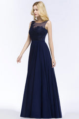 Elegant Scoop Neck Bridesmaid Dress Chiffon Appliques Sleeveless