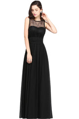 Elegant Scoop Sleeveless Chiffon Pary Dress Long With Lace