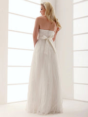 Elegant Sheath Wedding Dresses Strapless Organza Sleeveless Bridal Gowns On Sale
