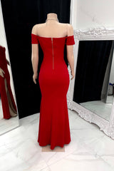 Elegant Sweetheart Off-The-Shoulder Split Front Mermaid Prom Dress