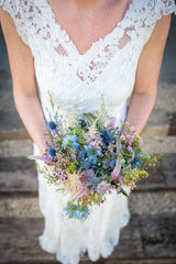 Elegant V-neck Lace Wedding Dress Open Back Garden Bridal Shower Dress