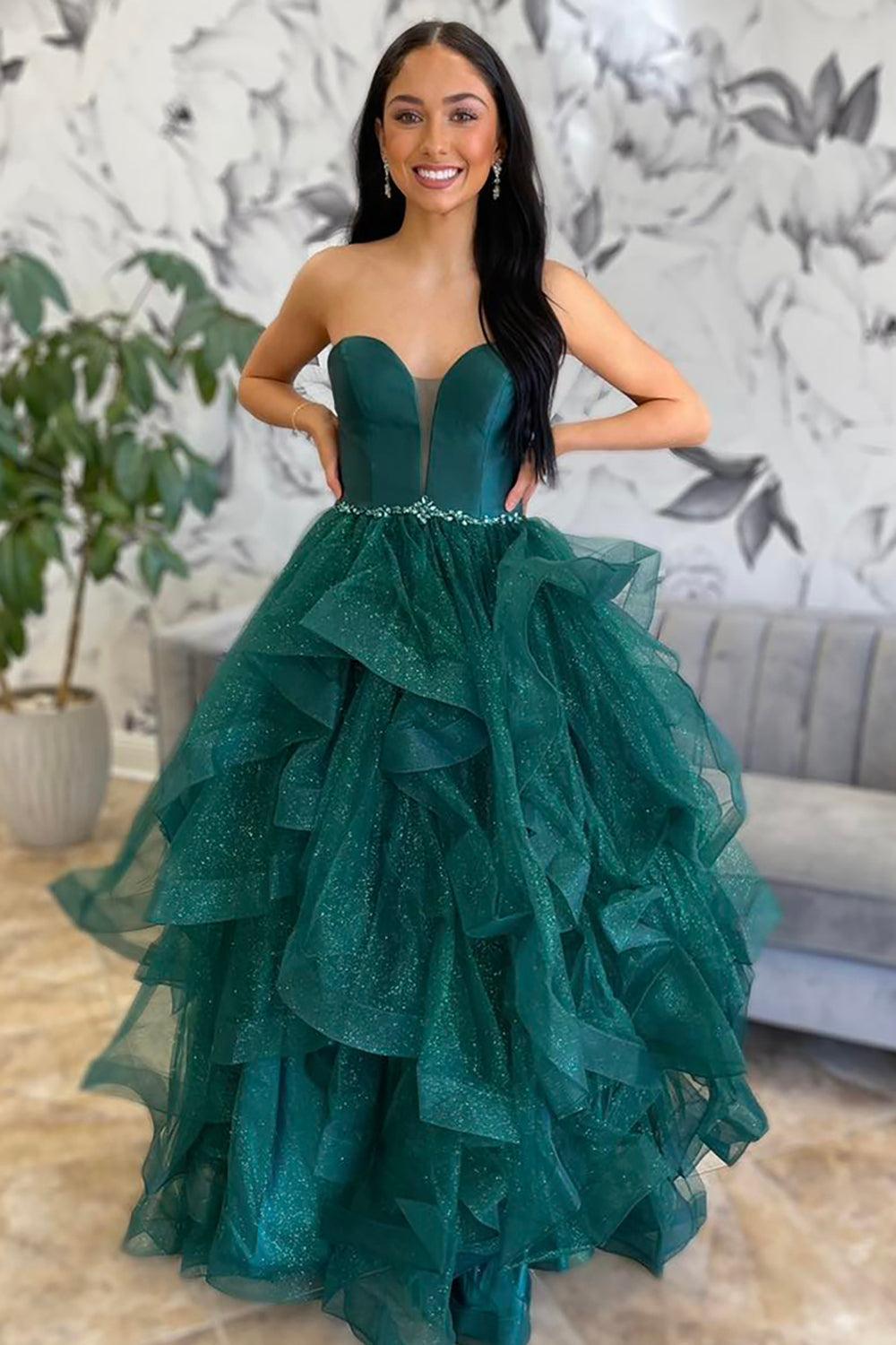 Emerald Green Prom Dress Sweetheart Long Formal Dress
