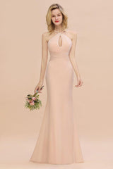 Fabulous Halter Slim Mermaid Bridesmaid Dress Long Party Dress