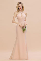 Fabulous Halter Slim Mermaid Bridesmaid Dress Long Party Dress