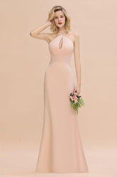 Fabulous Halter Slim Mermaid Bridesmaid Dress Long Party Dress