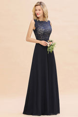 Fabulous Sleeveless Elegant Lace Appliques Long Bridesmaid Dress