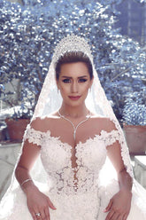 Fairy Off-the-Shoulder Lace Wedding Dress Ball Gown Princess Bridal Gowns On Sale