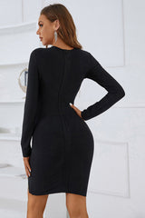 Fashion Sheath Jewel Black Homecoming Dresses Party Dress with Long Sleeves