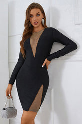 Fashion Sheath Jewel Black Homecoming Dresses Party Dress with Long Sleeves