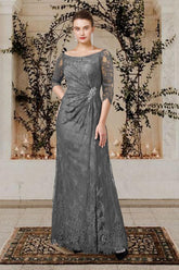 Long A Line Gown with Jewel Neckline for the Mother of the Bride