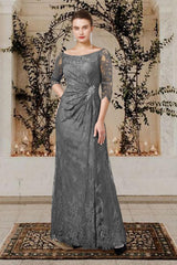 Long A Line Gown with Jewel Neckline for the Mother of the Bride