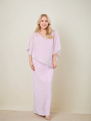 Long Mother of the Bride Gown with 3/4 Sleeves