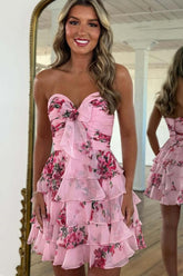 Suzhoufashion Flower A-Line Tiered Tulle Sweetheart Short Homecoming Dress