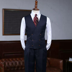 Formal Black Peaked Lapel 3 Piece Business Suit