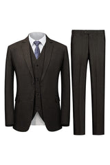 Formal Coffee 3 Piece Notched Lapel Business Suit for Men